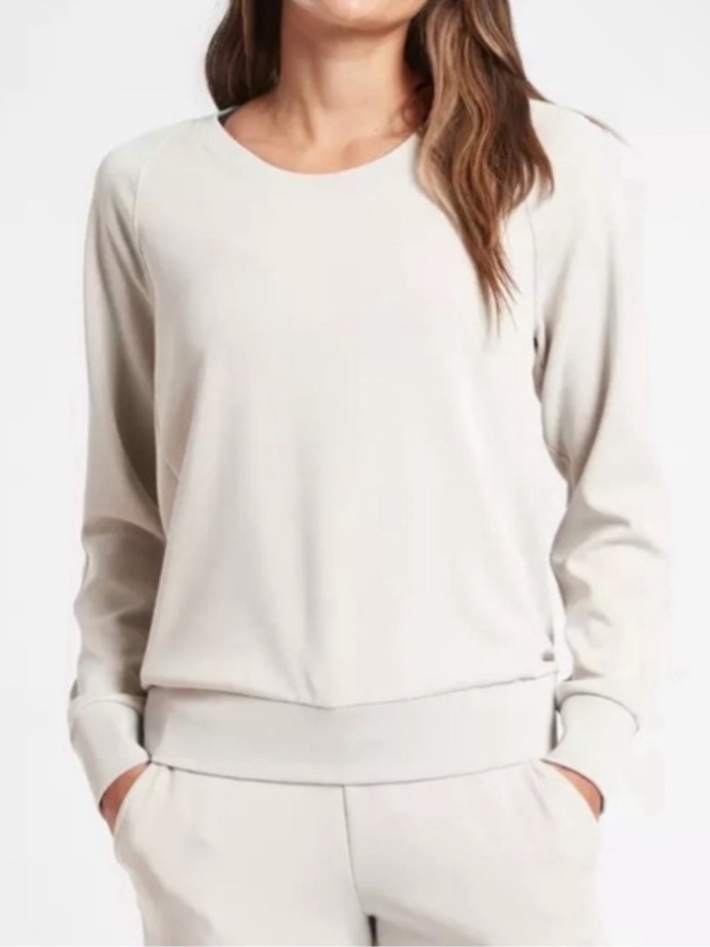 ATHLETA Seasoft Crewneck Sweatshirt Bone Cream Women’s Size XL
